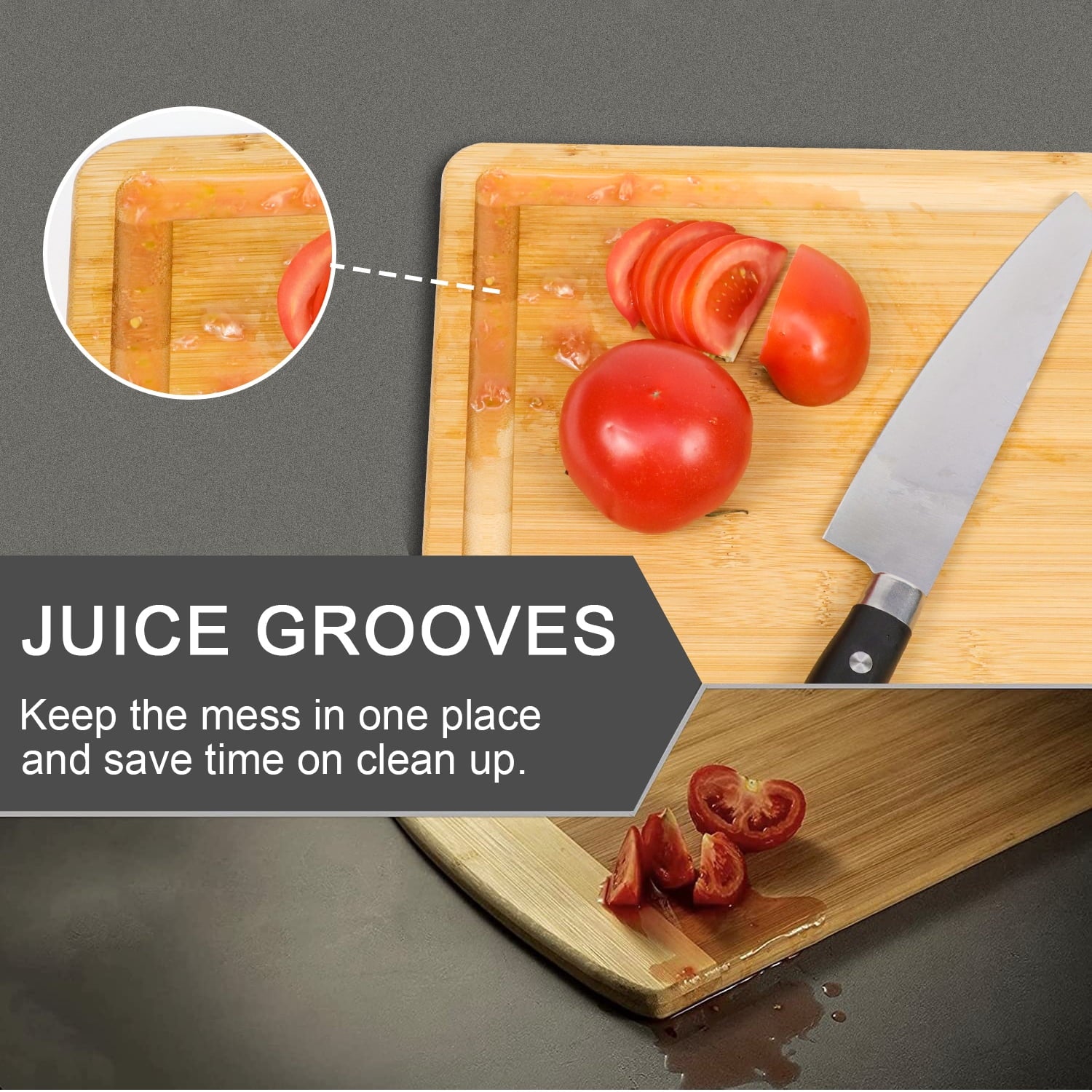 Extra Large Cutting Board, 17" Bamboo Cutting Boards for Kitchen with Juice Groove and Handles Kitchen Chopping Board for Meat Cheese board Heavy Duty Serving Tray, XL
